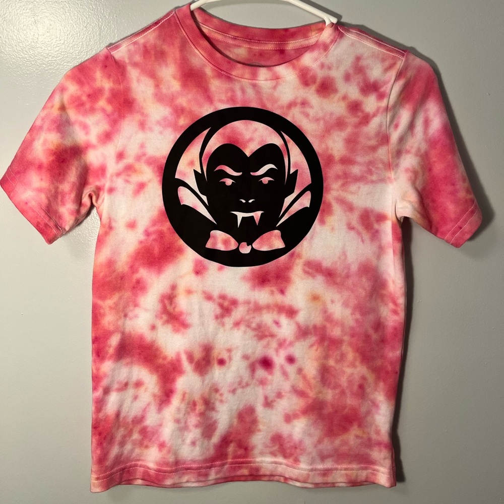CUSTOM Red/Pink Tie Dye Dracula Kids T-Shirt